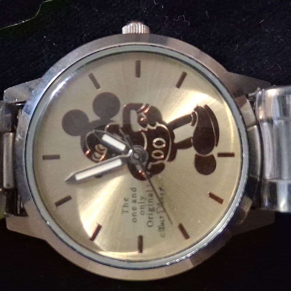 Stainless Steel Mickey Mouse Gold Tone Watch